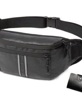 Large Waist Bag 4 Zipper Pockets Water Repellent Polyester Adjustable Belt